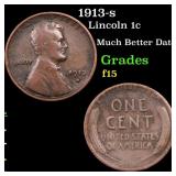 1913-s Lincoln Cent 1c Grades f+