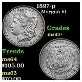 1897-p Morgan Dollar $1 Grades Select+ Unc
