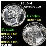 1940-d Mercury Dime 10c Grades GEM+ FSB