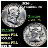 1956-p Franklin Half Dollar 50c Grades Select Unc+