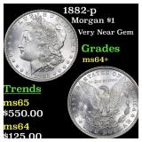 1882-p Morgan Dollar $1 Grades Choice+ Unc