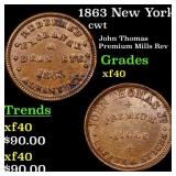 1863 New York Civil War Token 1c Grades xf