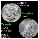 1926-p Peace Dollar $1 Grades Select Unc