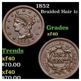 1852 Braided Hair Large Cent 1c Grades xf