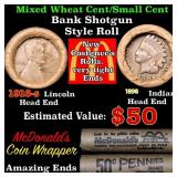 Mixed small cents 1c orig shotgun roll, 1916-s Whe