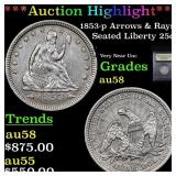 ***Auction Highlight*** 1853-p Arrows & Rays Seate
