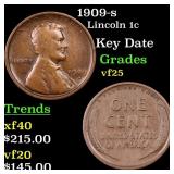 1909-s Lincoln Cent 1c Grades vf+