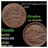 1863 C & W Lippincott Grocers  Civil War Token 1c