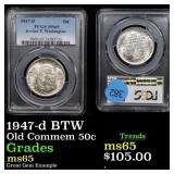 PCGS 1947-d BTW Old Commem Half Dollar 50c Graded