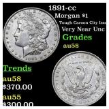 1891-cc Morgan Dollar $1 Grades Choice AU/BU Slide