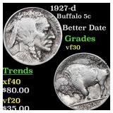 1927-d Buffalo Nickel 5c Grades vf++