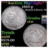 ***Auction Highlight*** 1865-p Seated Half Dollar