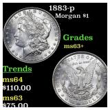 1883-p Morgan Dollar $1 Grades Select+ Unc