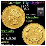 ***Auction Highlight*** 1855 Three Dollar Gold .$3