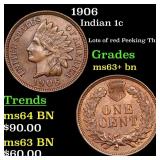 1906 Indian Cent 1c Grades Select+ Unc BN