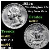 1951-s Washington Quarter 25c Grades Choice+ Unc