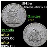 1841-o Seated Half Dollar 50c Grades xf
