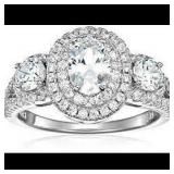 Sterling Silver 5x7 mm Oval Halo Engagement Ring w