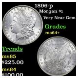 1896-p Morgan Dollar $1 Grades Choice+ Unc