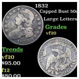 1832 Capped Bust Half Dollar 50c Grades vf, very f