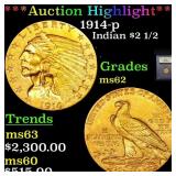 ***Auction Highlight*** 1914-p Gold Indian Quarter