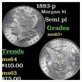 1883-p Morgan Dollar $1 Grades Select+ Unc