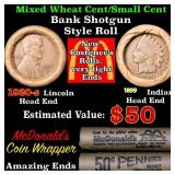 Mixed small cents 1c orig shotgun roll, 1920-s Whe