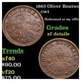 1863 Oliver Boutwell Civil War Token 1c Grades xf