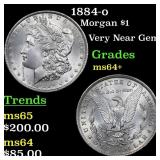 1884-o Morgan Dollar $1 Grades Choice+ Unc