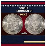 1889-p Morgan Dollar $1 Grades ms63+