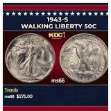 1943-s Walking Liberty Half Dollar 50c Grades ms66