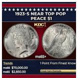 1923-s Peace Dollar Near Top Pop $1 ms65+ SEGS
