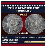1902-o Morgan Dollar Near Top Pop! $1 ms66+ PL SEG