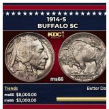 1914-s Buffalo Nickel 5c ms66 SEGS