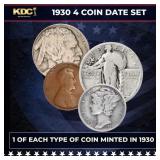 1930 5 Coin Date Set, 1 Of Each Type Of Coin Minte