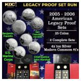 2005-2006 US Mint Legacy Proof Sets - 25 Coins Tot