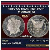 1884-cc Morgan Dollar Near Top Pop $1 ms66 dmpl SE