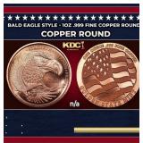 Bald Eagle Style - 1oz .999 Fine Copper Round