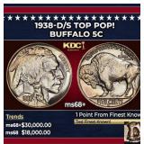 1938-d/s Buffalo Nickel TOP POP! 5c ms68+ SEGS