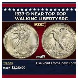 1937-d Walking Liberty Half Dollar Near Top Pop 50