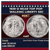 1939-d Walking Liberty Half Dollar Near Top Pop 50