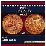 1909 Indian Cent . 1c Grades ms65 rb