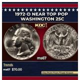 1972-d Washington Quarter Near Top Pop 25c ms67 SE