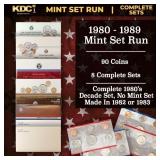 1980-1989 Full Decade Mint Set Run - 96 Coins, 8 C