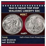 1941-d Walking Liberty Half Dollar Near Top Pop 50