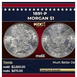 1891-p Morgan Dollar $1 ms65 SEGS