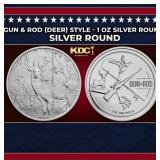Gun & Rod (Deer) Style - 1 oz Silver Round Round