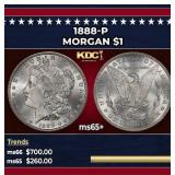 1888-p Morgan Dollar $1 Grades ms65+
