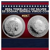 2024 Tokelau 1 oz Silver $5 Zodiac Series: Virgo C