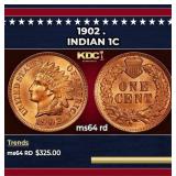 1902 Indian Cent . 1c Grades ms64 rd